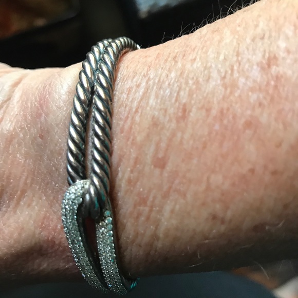 David Yurman Labyrinth  Silver Diamond Bracelet - Picture 3 of 7